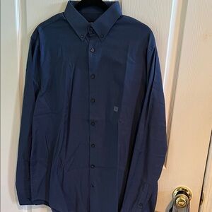 Express Dark Blue Casual Button Down Shirt